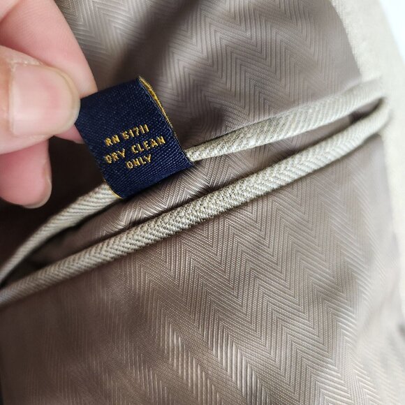 Club Room Men's 42L Linen Blend Sport Coat Blazer Two Button Casual Beige - Picture 12 of 15